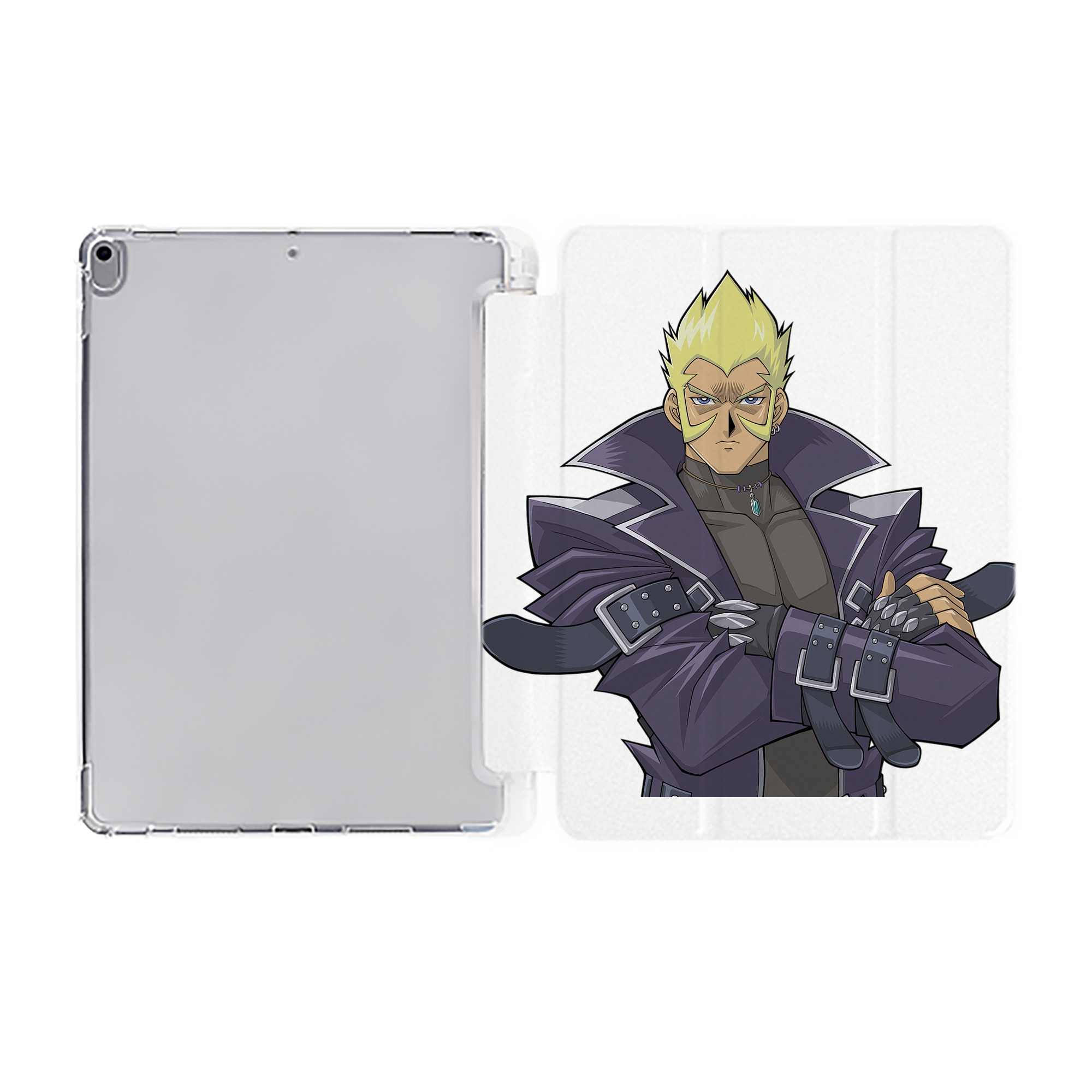 （画像用） 遊☆戯☆王 Yu-Gi-Oh! IPad ケース ペン収納付き 三つ折りスタンド PUレザー×シリコン 対応機種9.5/10.5/10.9インチ